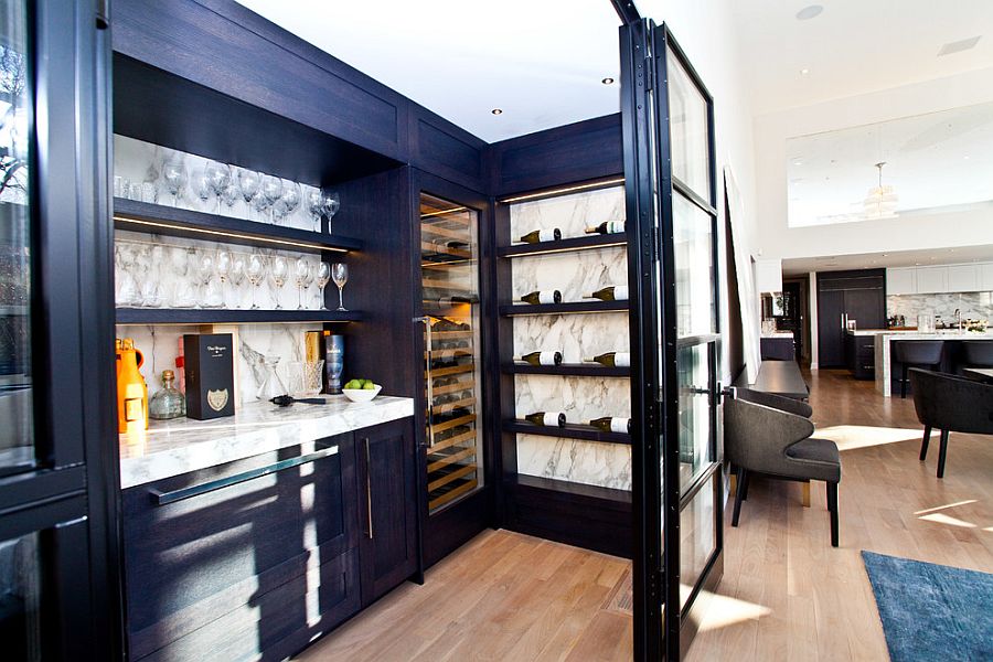 Gorgeous built-in home bar with a lovely display for your wine collection