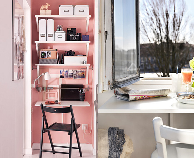 IKEA Norberg Drop Leaf Table in Use as Desk and Breakfast Table