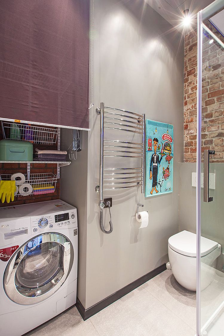 Industrial and contemporary styles meet inside tiny Moscow bathroom