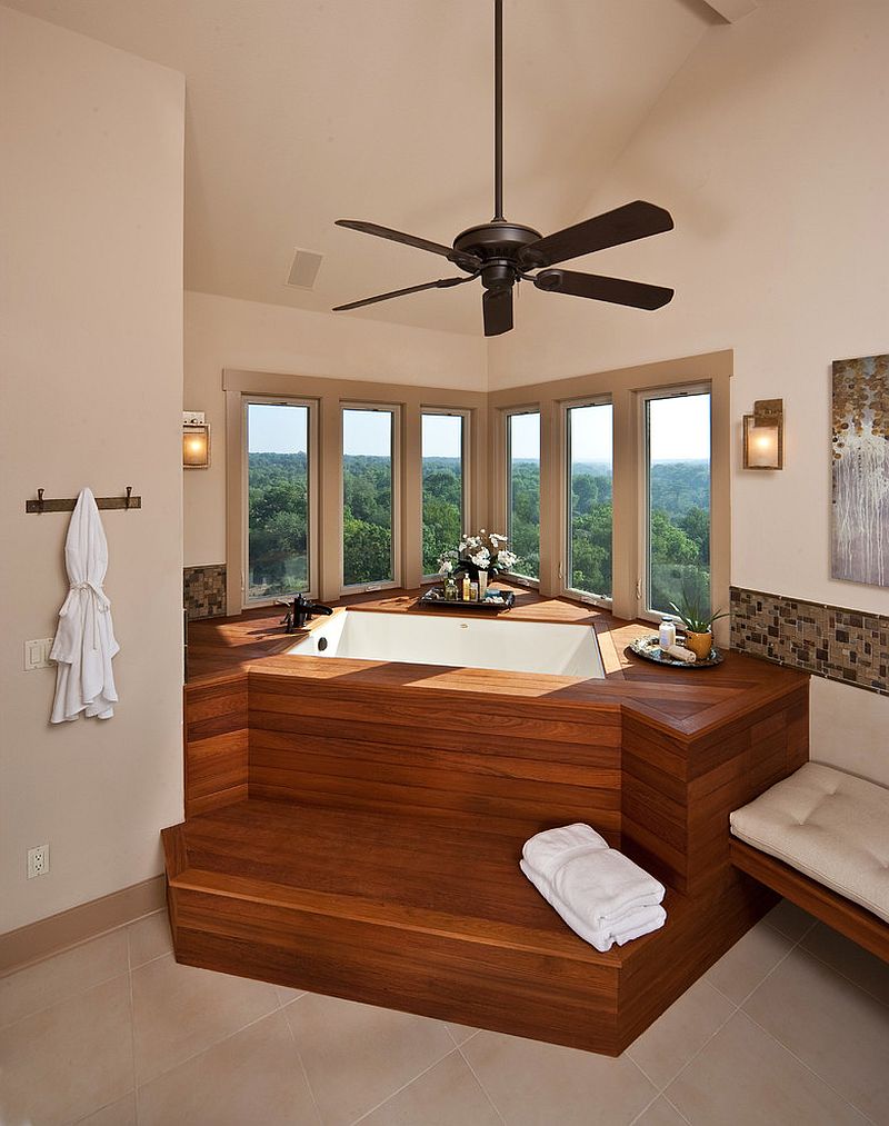Inset tub and corner windows put the emphasis on view outside! [Design: Authentic Custom Homes]