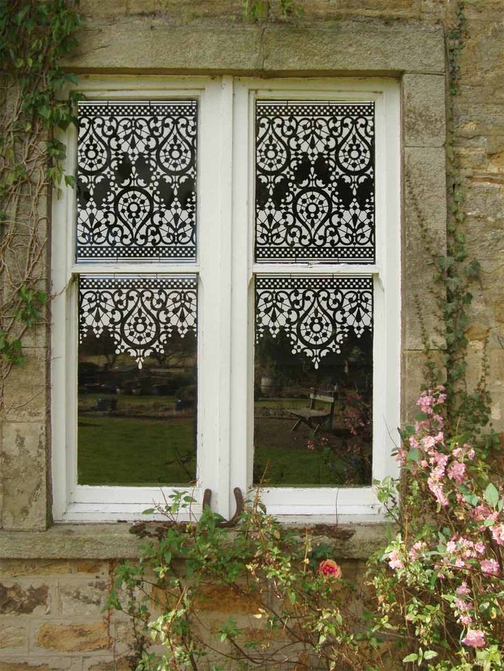 Lace stencil design on windows