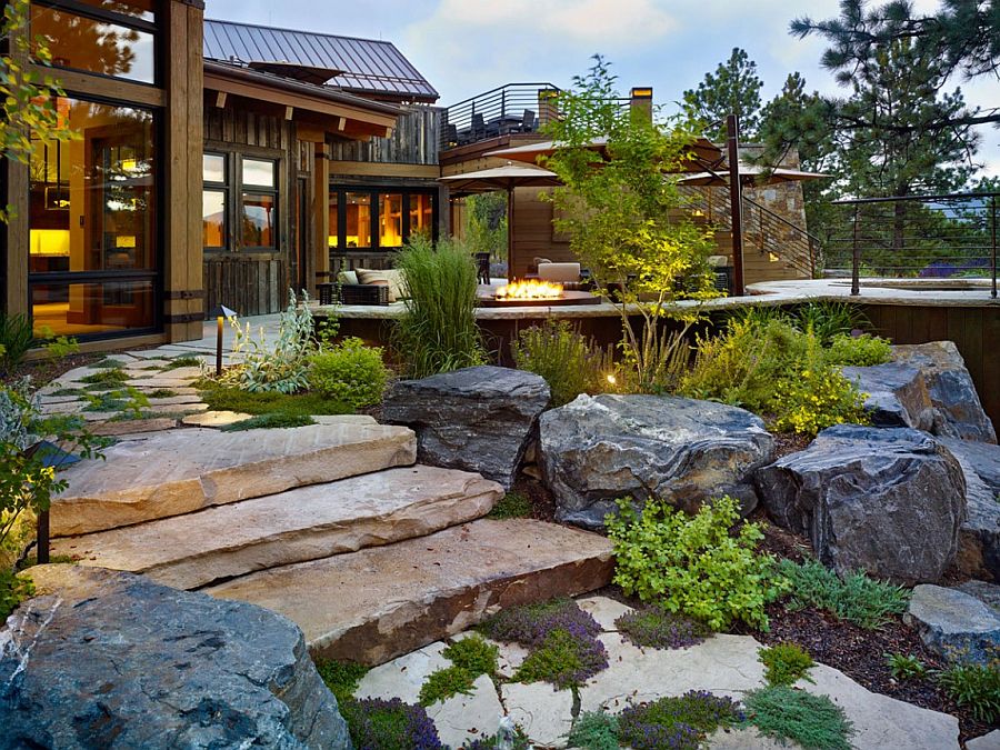 Landscape around the homemelts into the exterior deck creating a seamless fusion