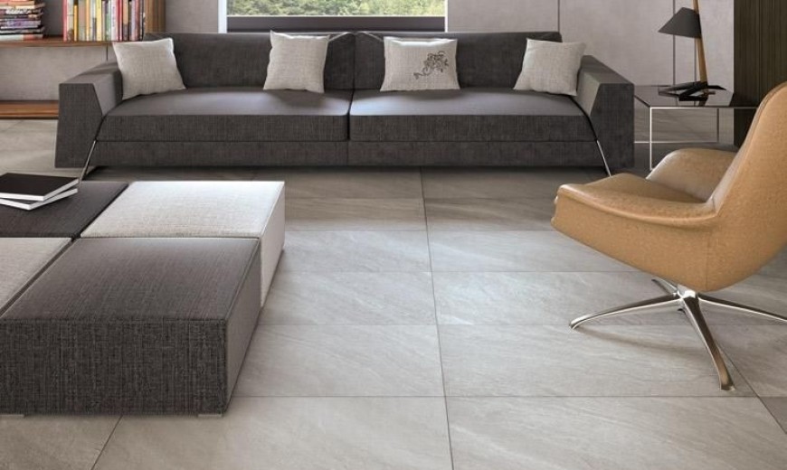 Make A Statement With Large Floor Tiles, Grey Tile Flooring Living Room