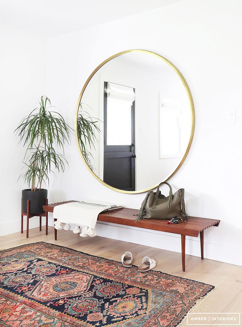 Lean bench in a modern entryway