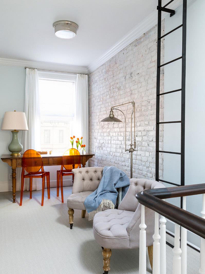 Light and airy whitewashed brick wall