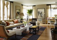 Living room looks less chaotic because of the uniform color scheme [Design: Thom Filicia]