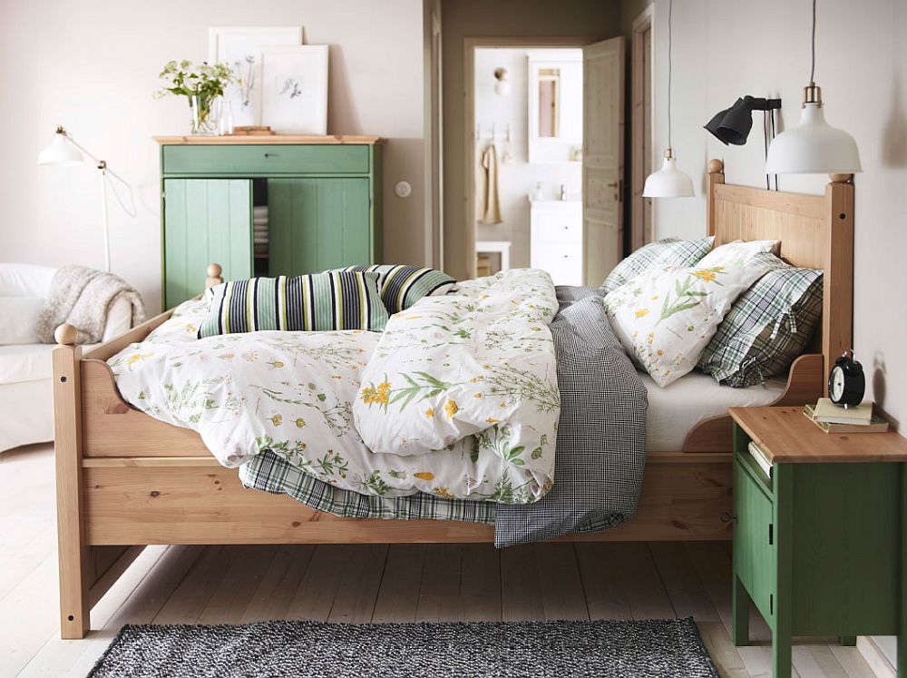 Lovely IKEA nightstand and linen cabinet in pastel green