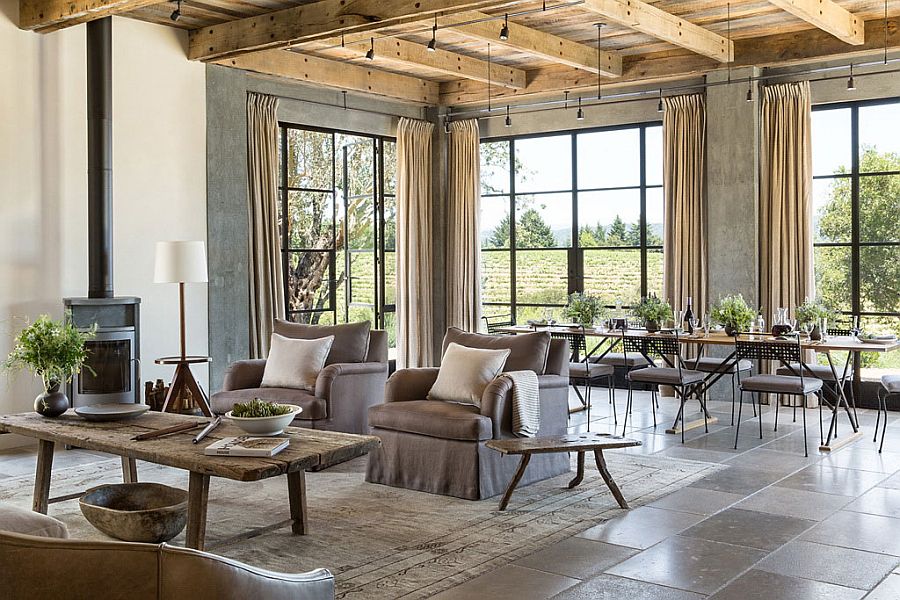 Lovely interior of the ranch home with large windows