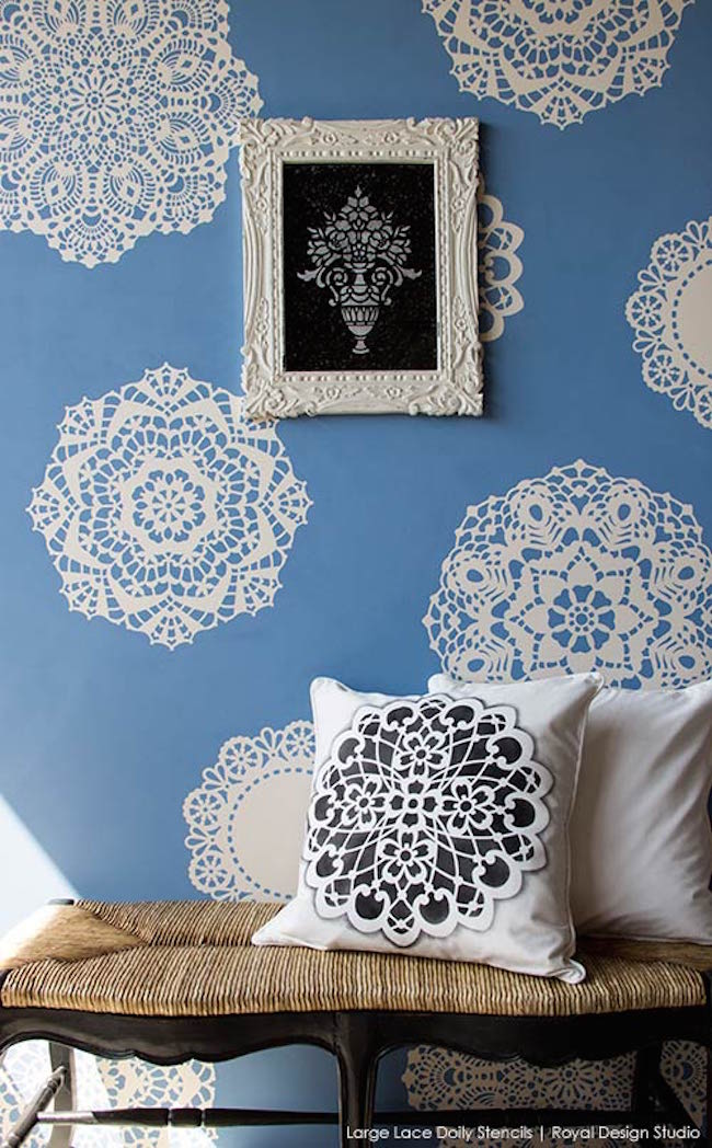 Lovely lace doily wall