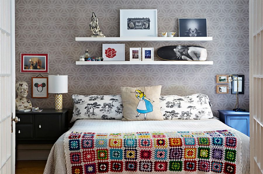 Lovely use of bedside tables in small bedroom with limited space [From: Jacob Snavely Photography]