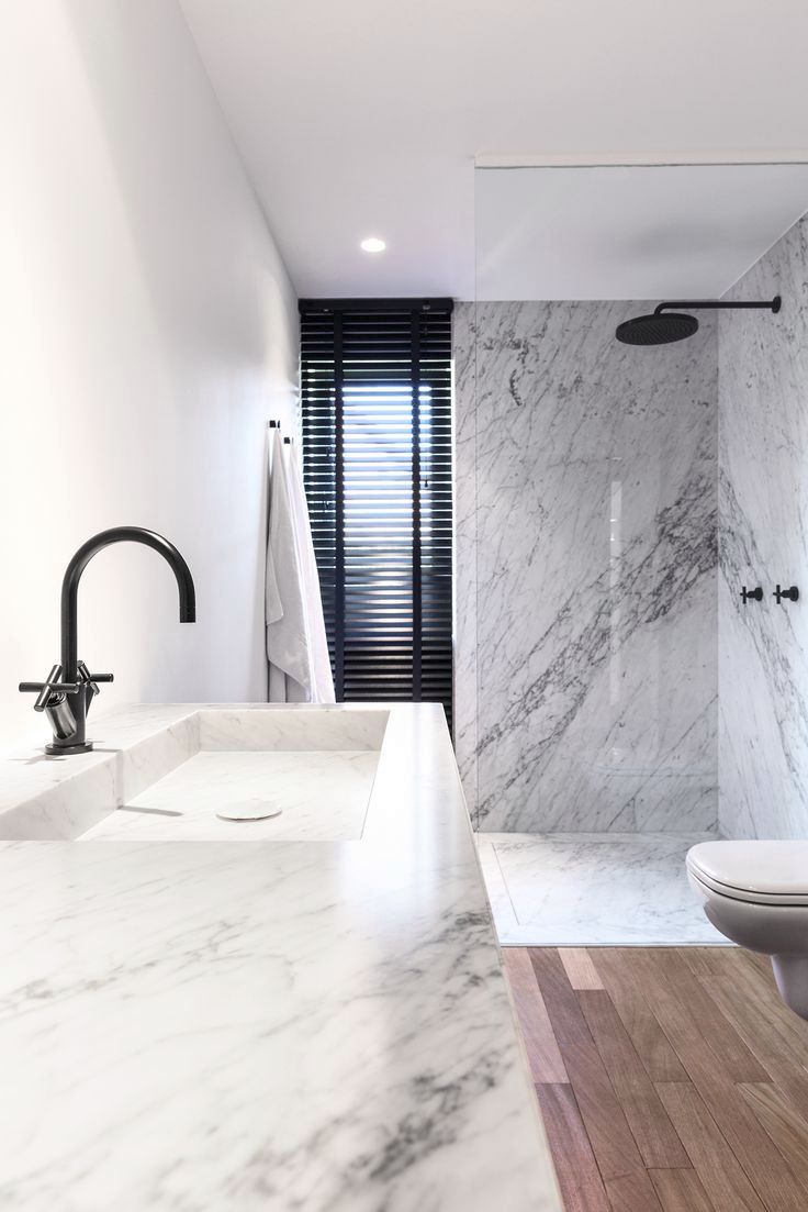 Modern bathroom with a marble shower