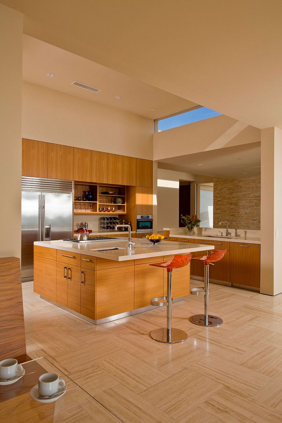 Modern kitchen with a stylish island and an extended breakfast counter