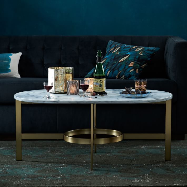 Oval marble coffee table from West Elm