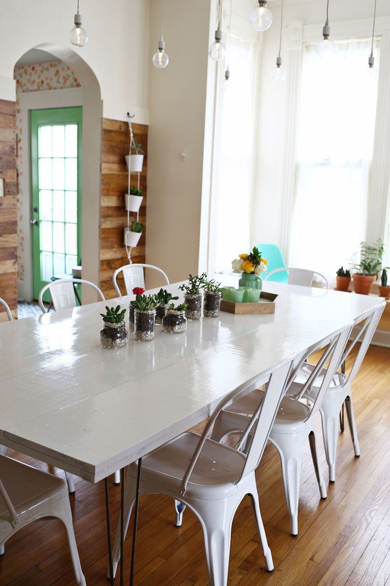 Painted dining room table from A Beautiful Mess