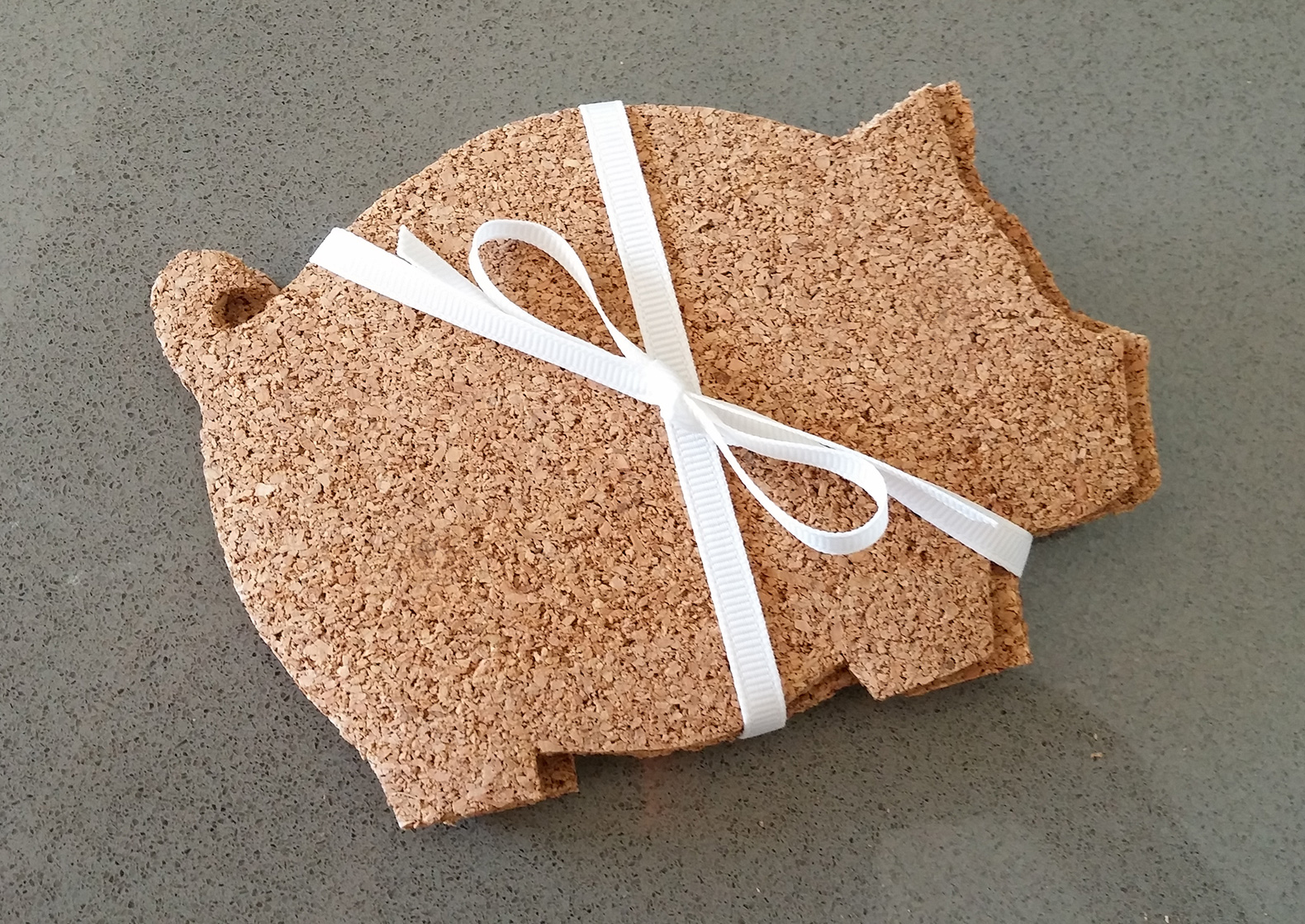 Pig-Shaped Coaster Made of Cork