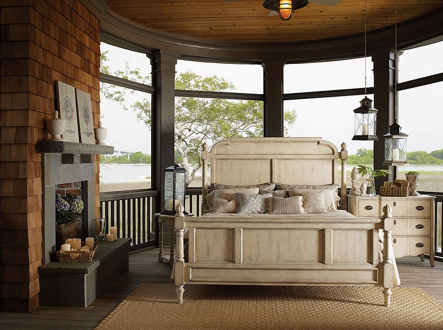 Porch bedroom with innovative lighting options