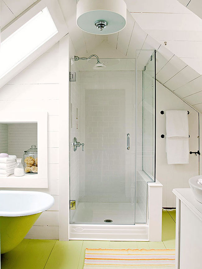 Room for a tub and a shower in this attic