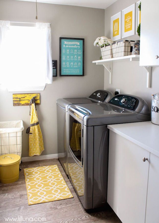 Small yellow rug for laundry room