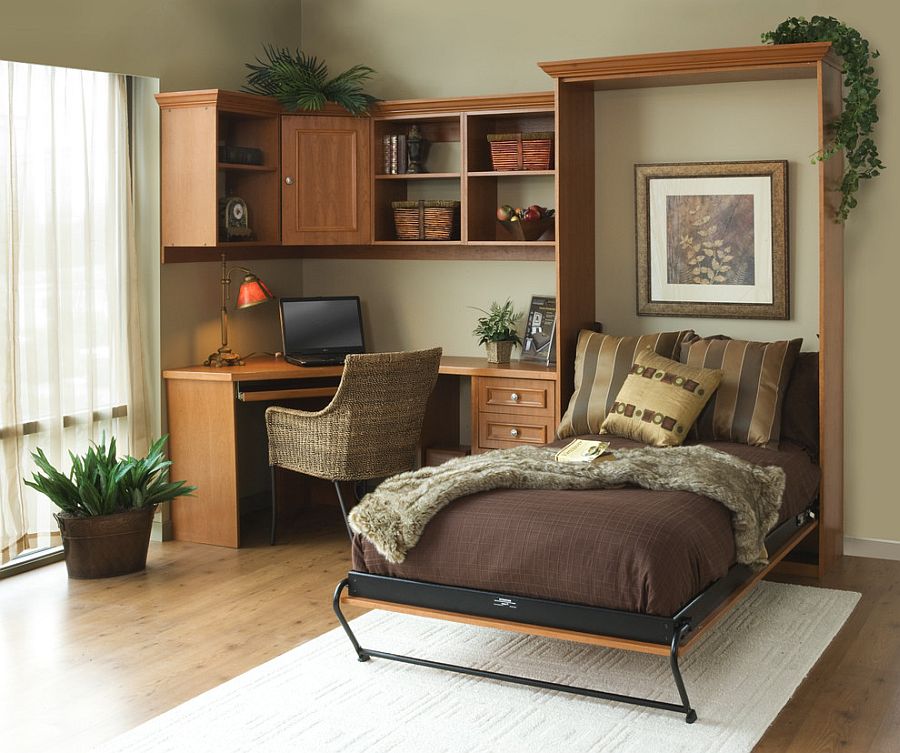 Smart home office with a Murphy bed for guests [From: Tailored Living]