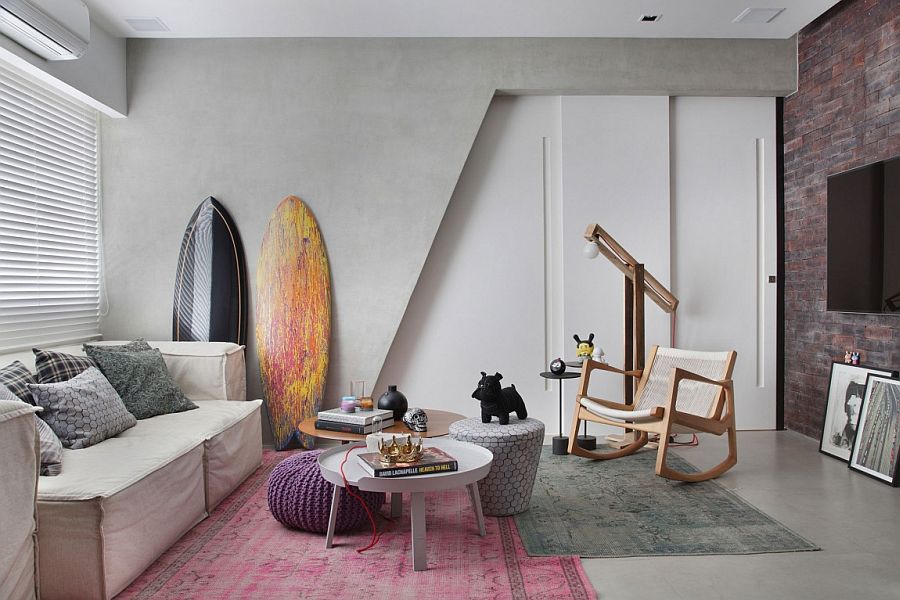 Surfboards in the corner add native Brazillian charm to the interior