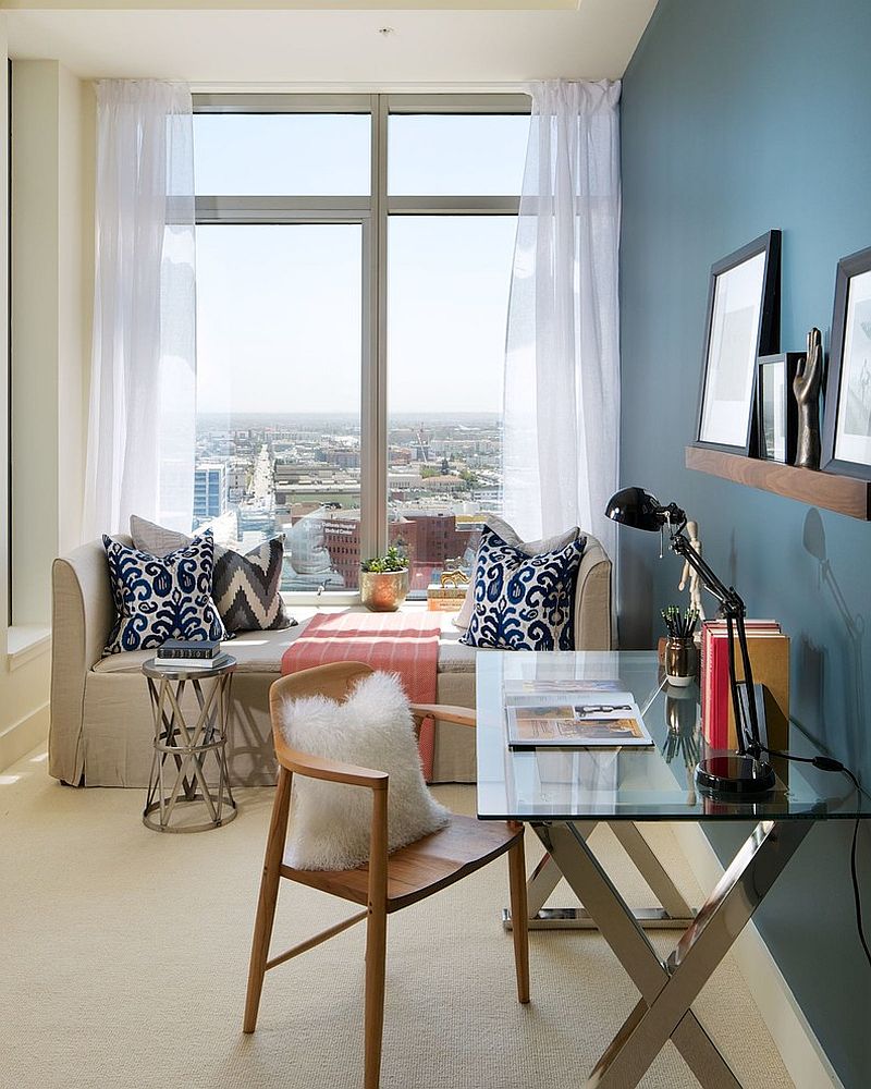 Upholstered daybed for the contemporary home office [From: Michael Kelley Photography]