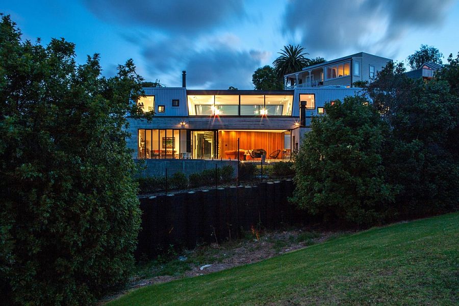 View of the Elizabeth Street Residence after sunset