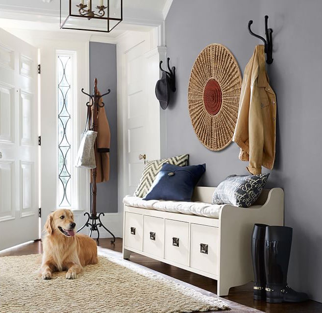 Wade bench with drawers in almond white