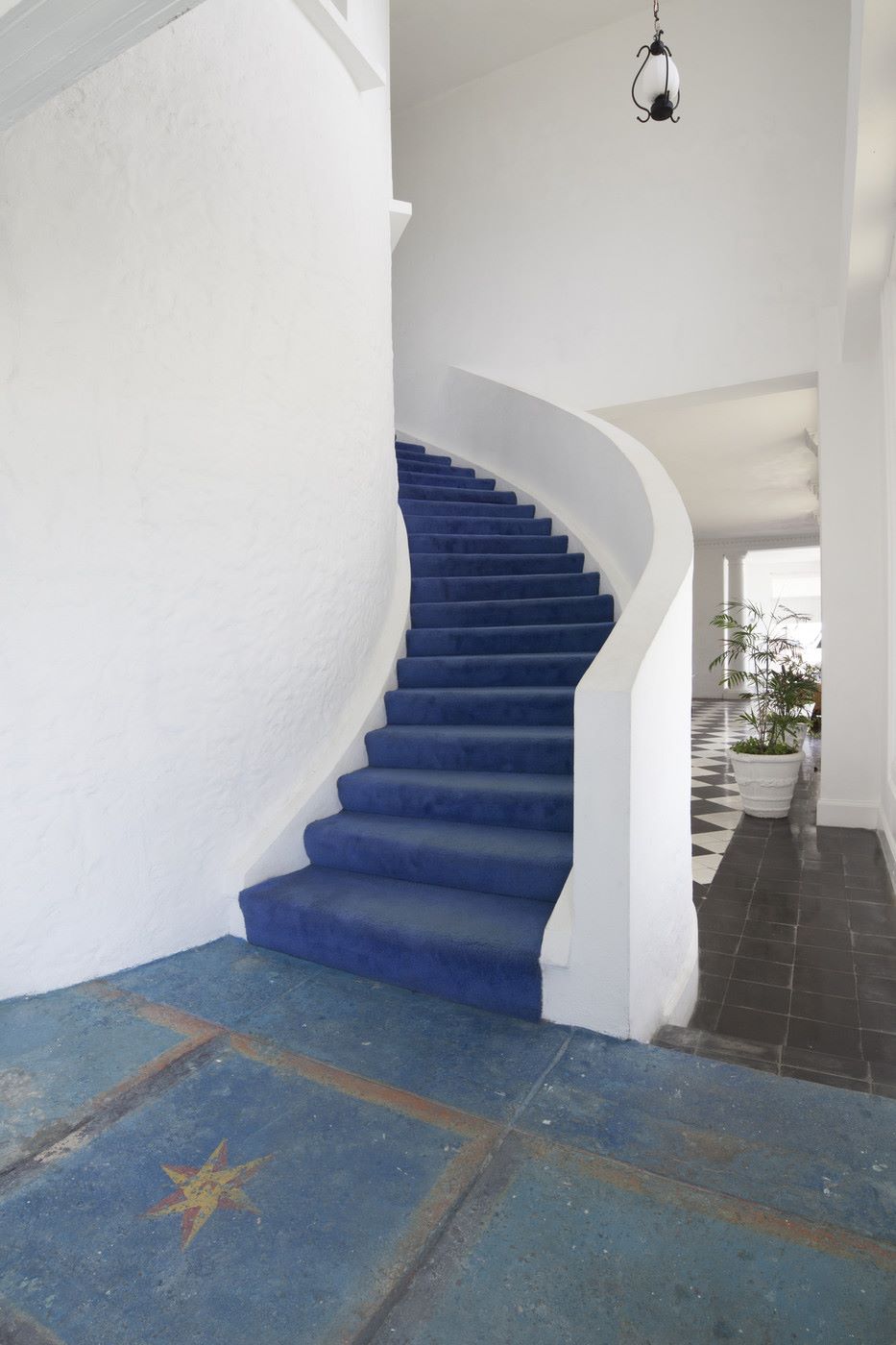 Weathered blue floor tile