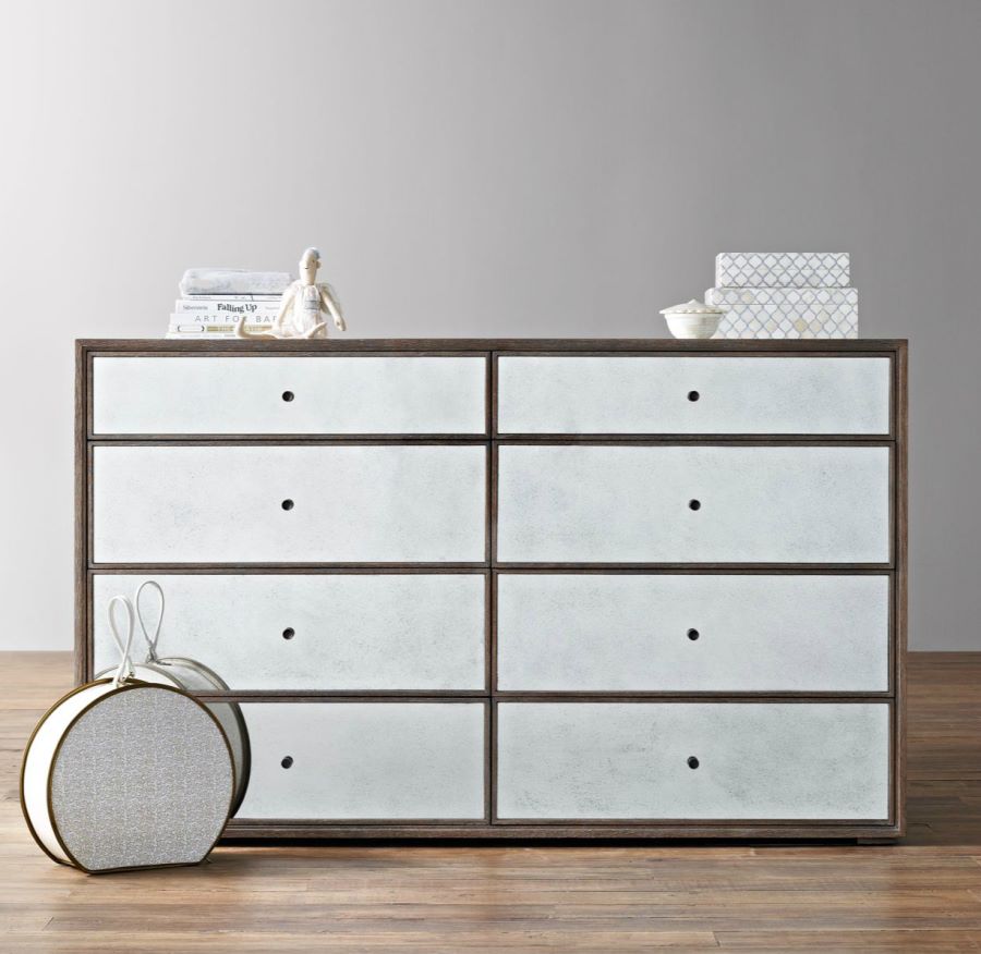 Wide mirrored dresser from RH Baby & Child