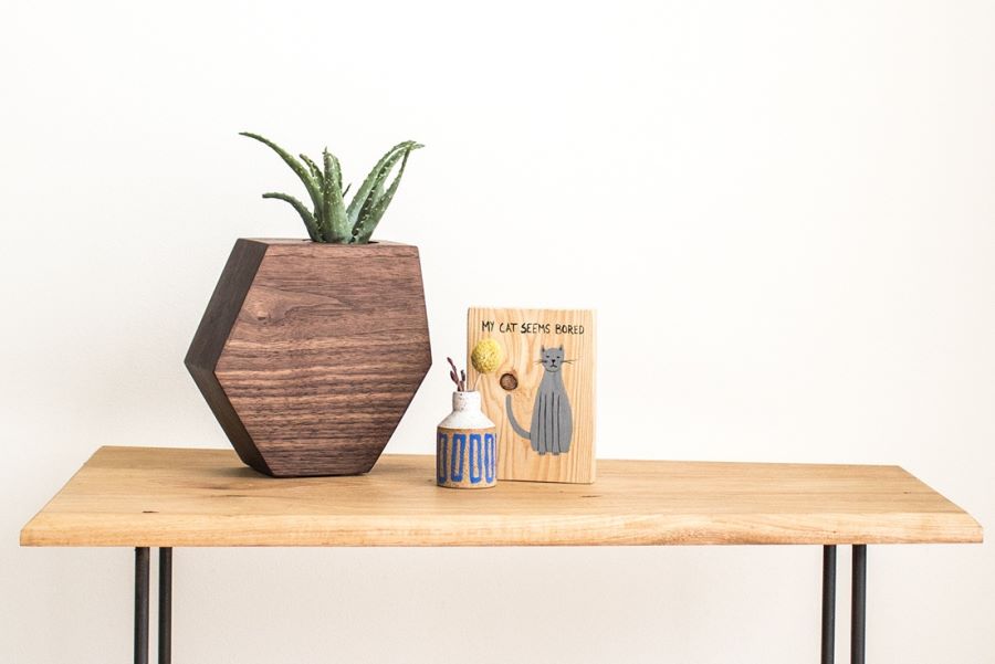 Wooden hexagon planter from Boyce Studio