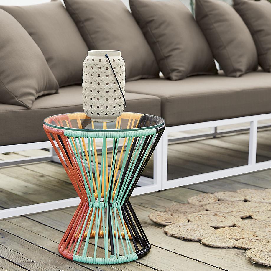 colorful woven PVC table from CB2