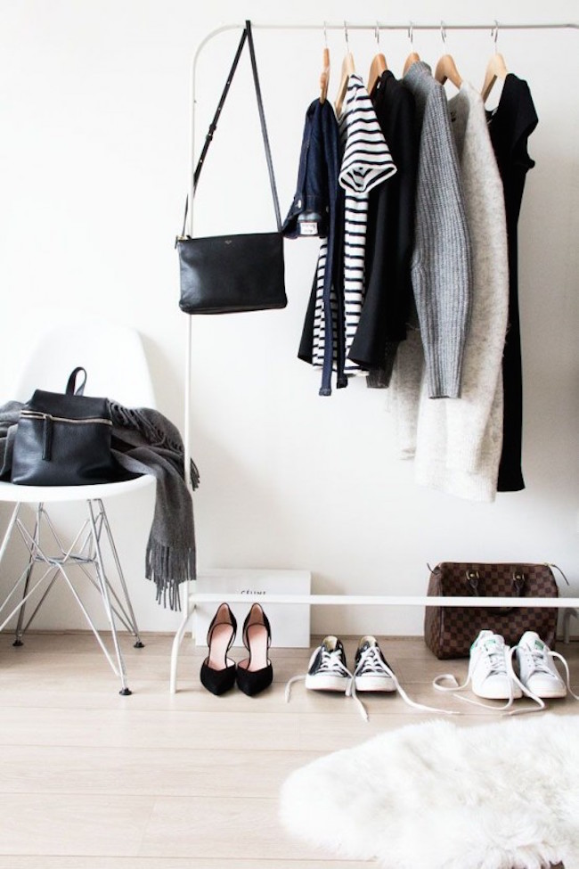 Simple and minimalist white clothing rack