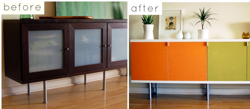 A pop of orange for the restore credenza