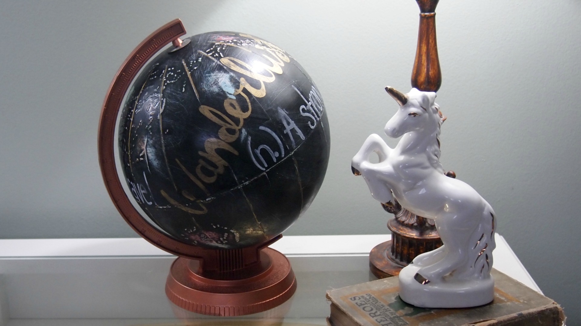 Painted Globe with metallic and chalkboard beauty