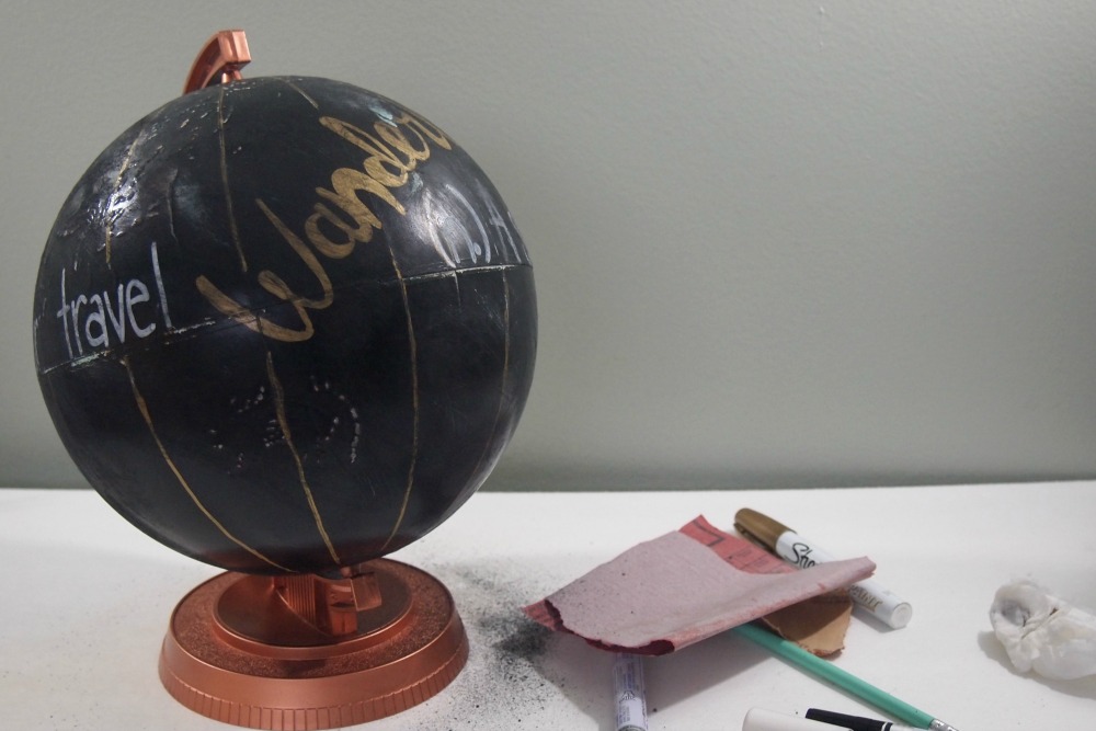Sanding the Globe to give it a chic new look!
