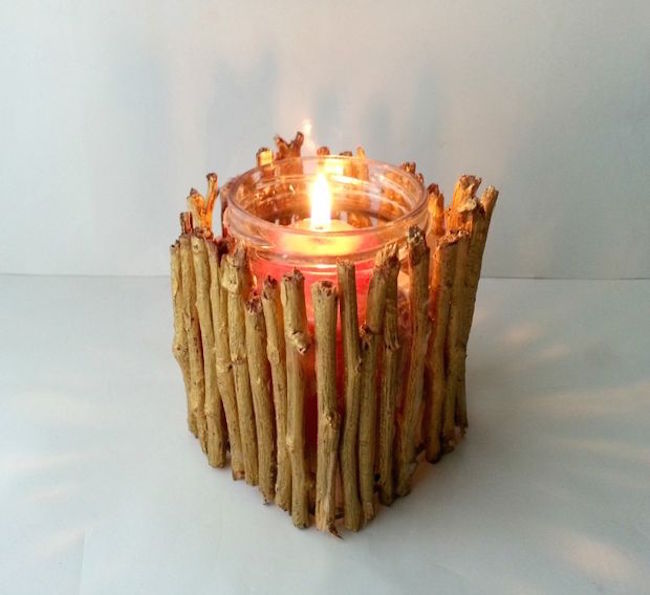 A twig candle holder is a super easy DIY project