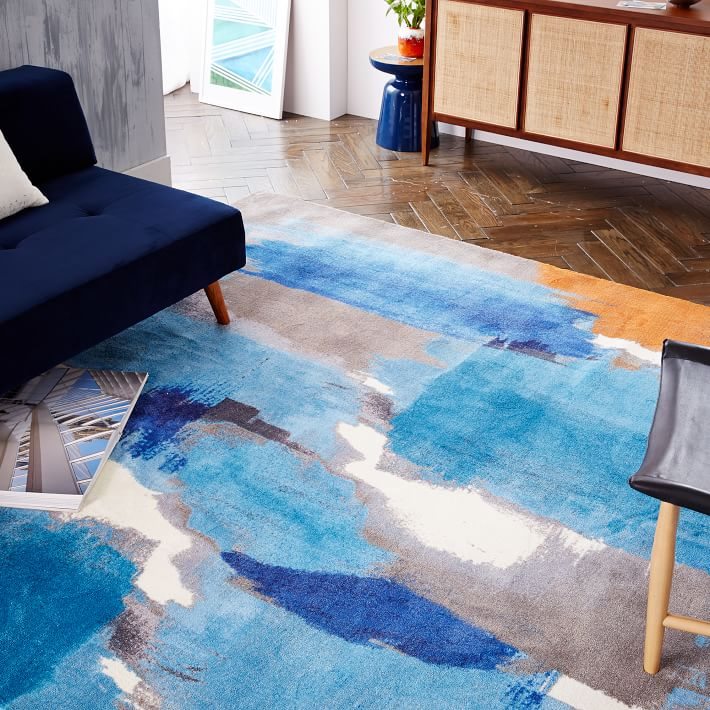 Abstract rug in blue from West Elm