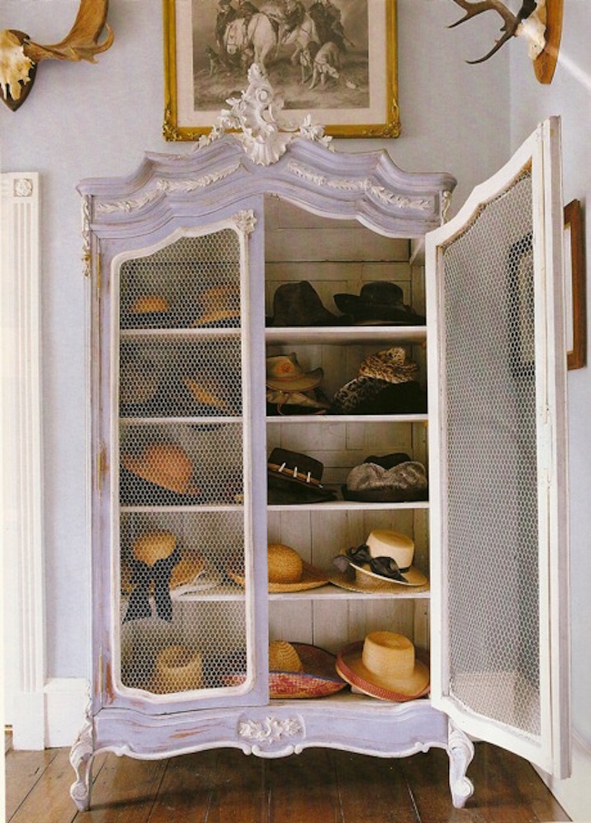 Armoire used to store and display hats