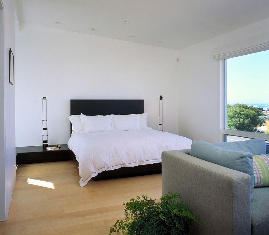 Beach style bedroom of the Santa Barbara home