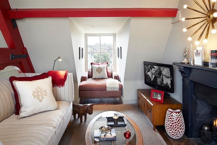 Beautiful TV room idea for the small attic space [Design: Naomi Astley Clarke]