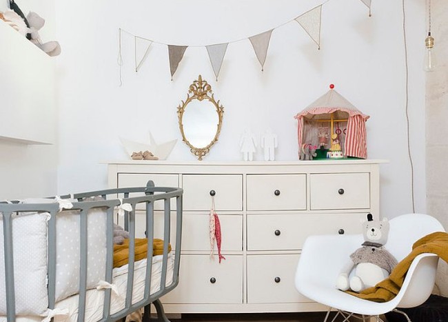 Beautiful Bassinet And Eames Rocker Add To Scandinavian Style Of The Room 650x467 