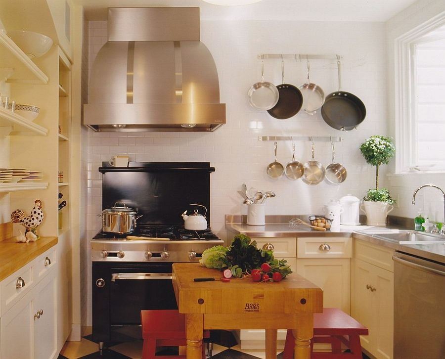 Butcher block kitchen island for the small kitchen [Design: Andre Rothblatt Architecture]