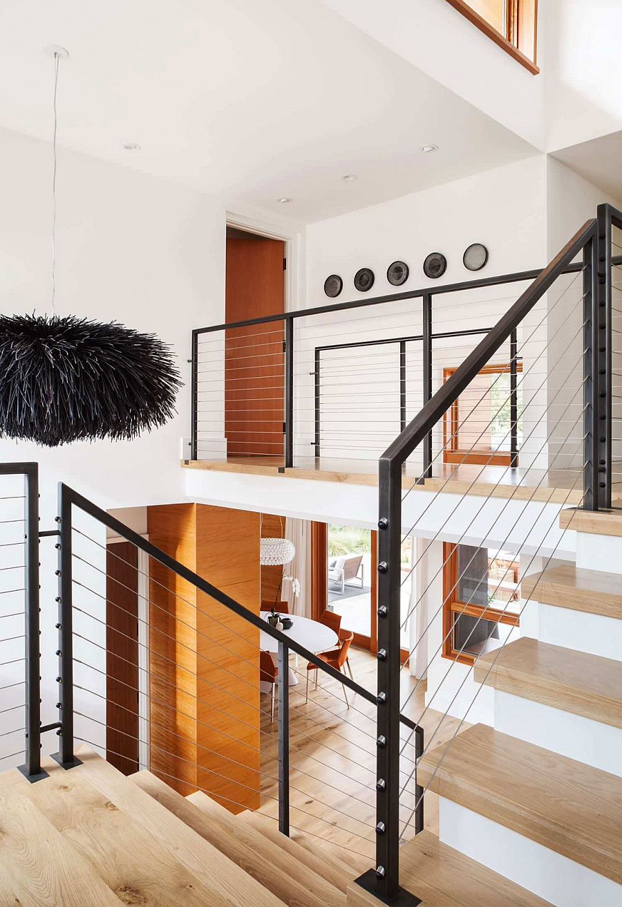 Central staircase of the Los Altos House with metallic railing