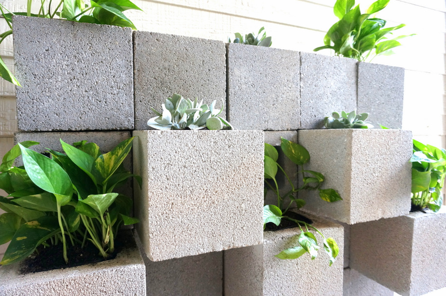 Cinder block wall