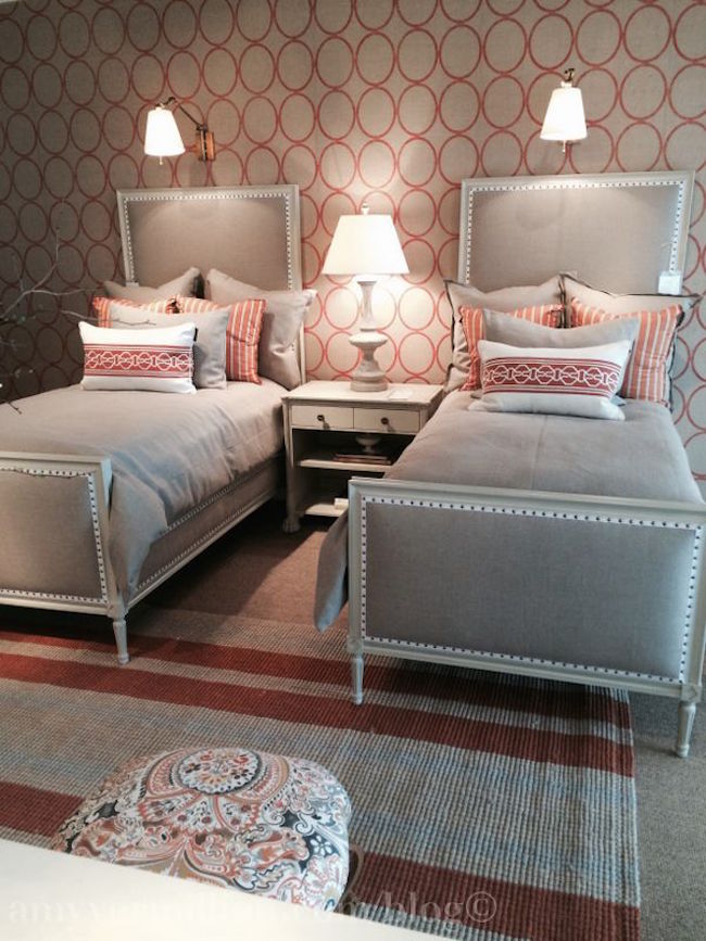 Creative use of pattern in guest room with twin beds