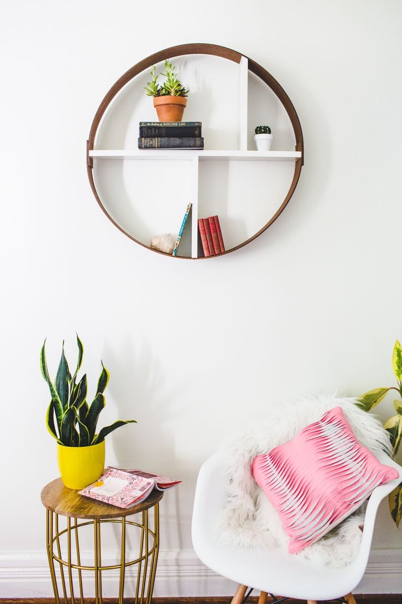 DIY hoop shelf from A Beautiful Mess