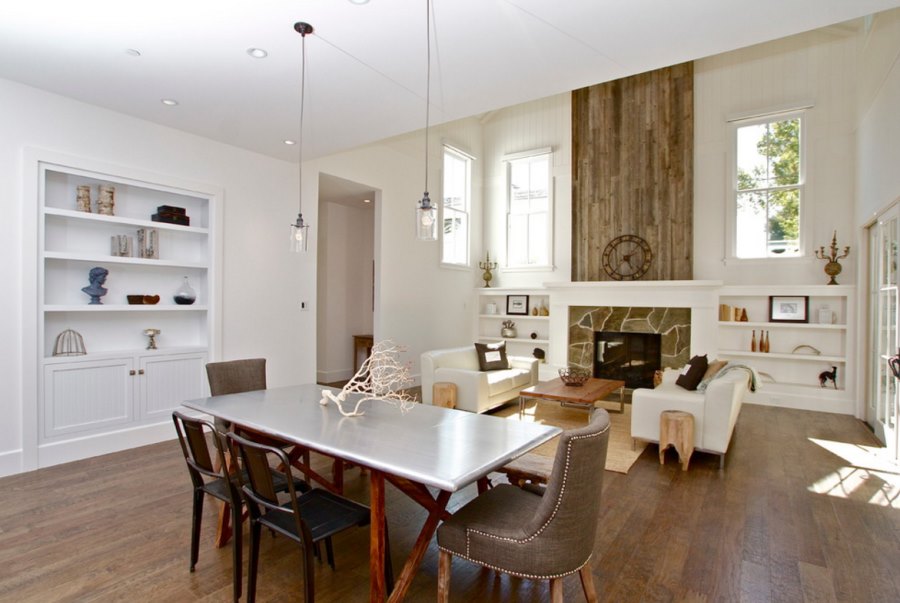 Dining room table with a stainless steel top