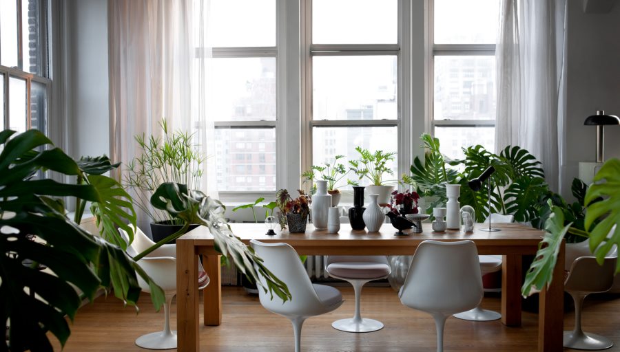 Dining table filled with ceramics