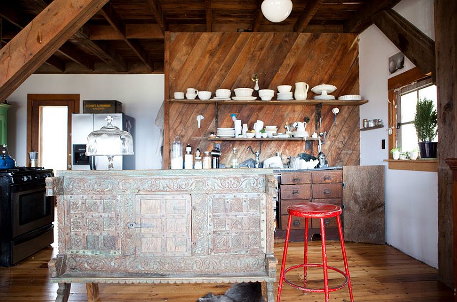 Eclectic industrial style kitchen crafted from salvaged materials