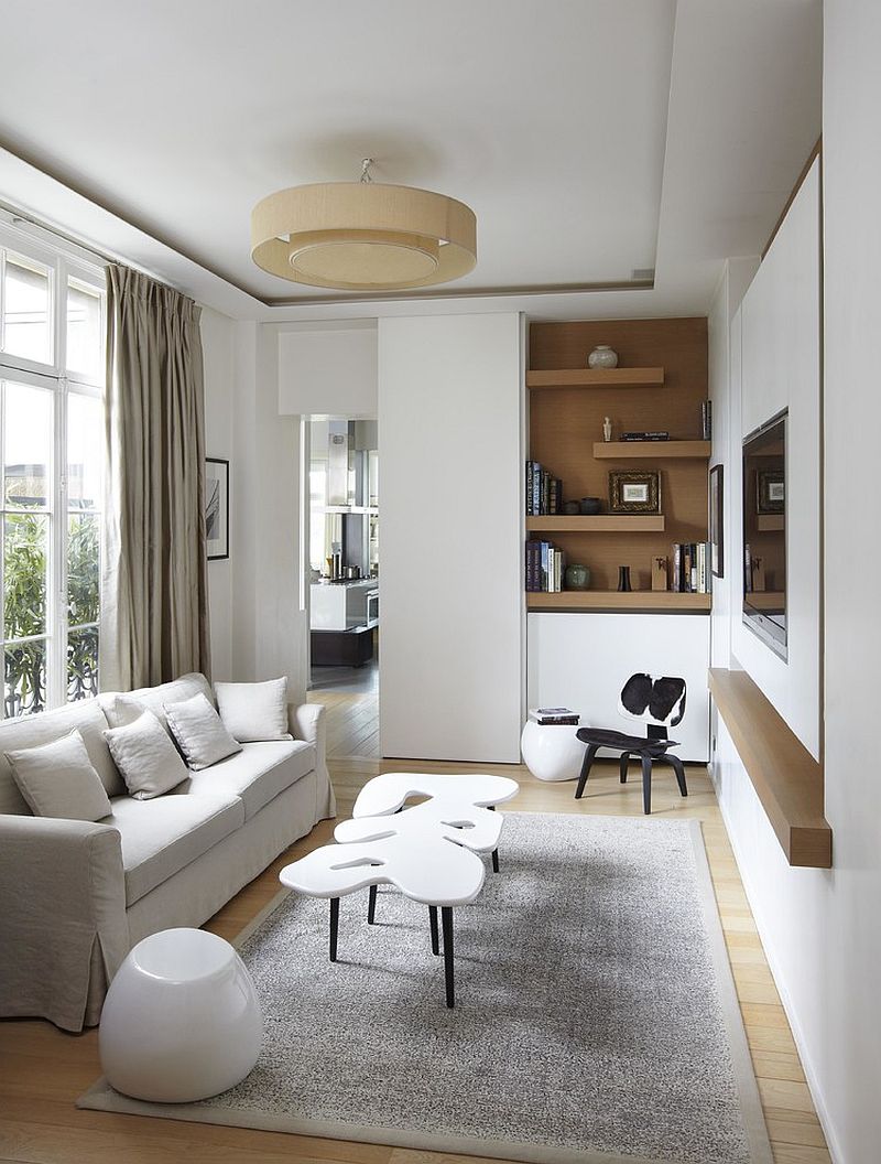 Elegant TV room with modern Scandinavian style [Design: Bismut & Bismut Architectes]